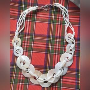 White Iridescent Pearl Round Shell Beaded Necklace